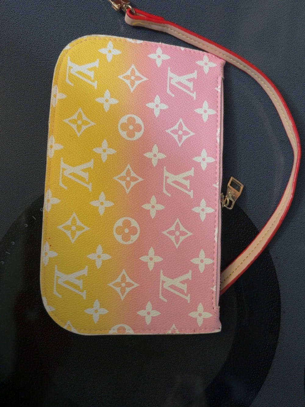 Pink & Yellow Gradient Monogram Wristlet